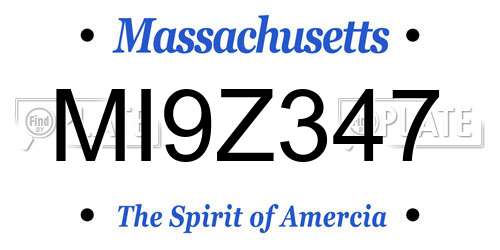 MI9Z347 Massachusetts License Plate