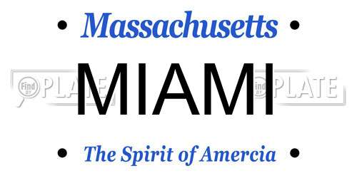MIAMI Massachusetts License Plate