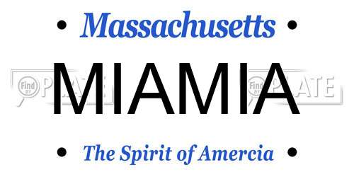 MIAMIA Massachusetts License Plate