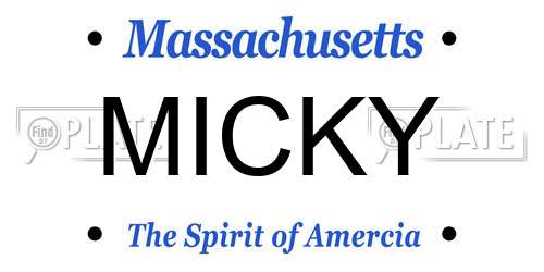 MICKY Massachusetts License Plate