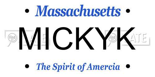 MICKYK Massachusetts License Plate