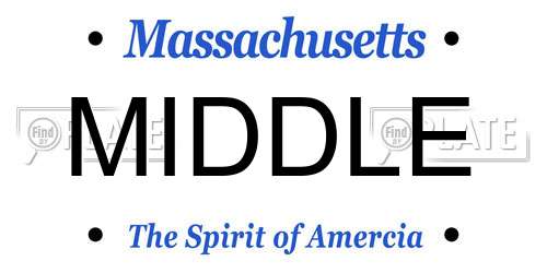 MIDDLE Massachusetts License Plate