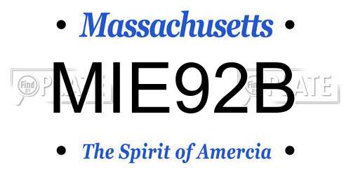 MIE92B Massachusetts License Plate