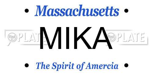 MIKA Massachusetts License Plate