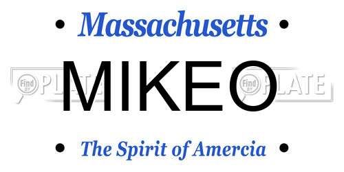 MIKEO Massachusetts License Plate