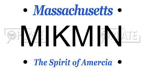 MIKMIN Massachusetts License Plate
