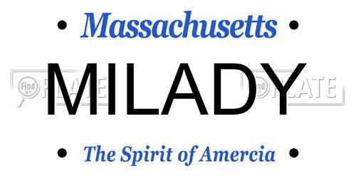 MILADY Massachusetts License Plate