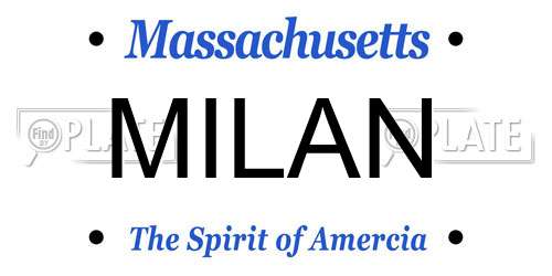 MILAN Massachusetts License Plate