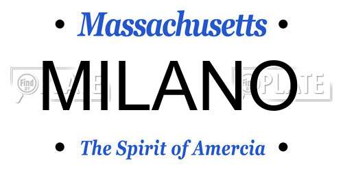 MILANO Massachusetts License Plate