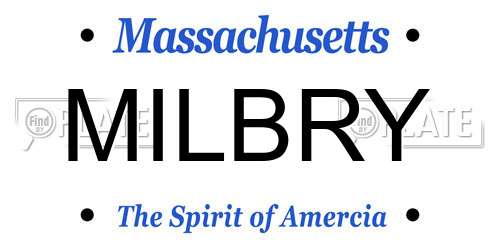 MILBRY Massachusetts License Plate