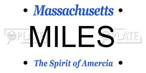 MILES Massachusetts License Plate