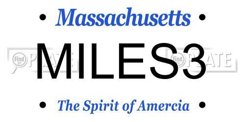 MILES3 Massachusetts License Plate