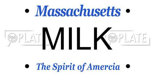 MILK Massachusetts License Plate