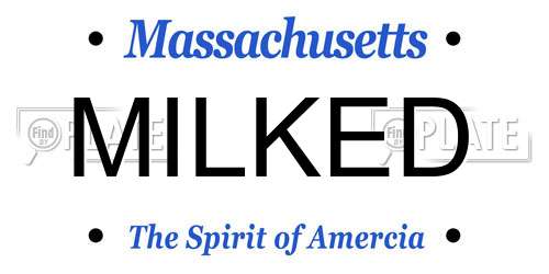 MILKED Massachusetts License Plate
