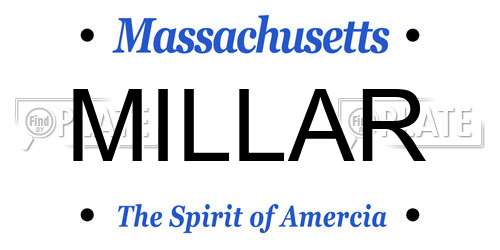 MILLAR Massachusetts License Plate