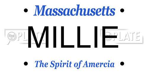 MILLIE Massachusetts License Plate