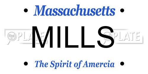 MILLS Massachusetts License Plate