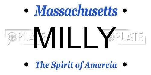 MILLY Massachusetts License Plate