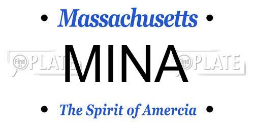 MINA Massachusetts License Plate