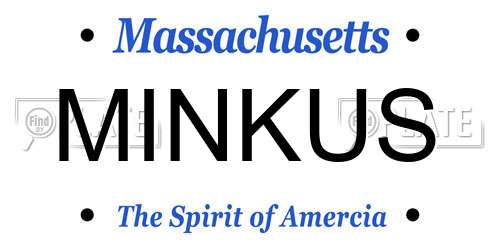 MINKUS Massachusetts License Plate