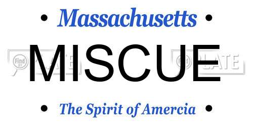 MISCUE Massachusetts License Plate