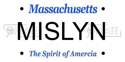 MISLYN Massachusetts License Plate