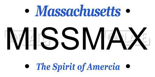 MISSMAX Massachusetts License Plate