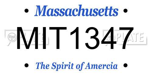 MIT1347 Massachusetts License Plate