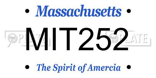 MIT252 Massachusetts License Plate