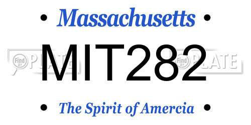 MIT282 Massachusetts License Plate