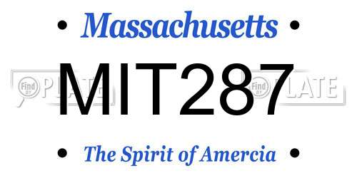 MIT287 Massachusetts License Plate
