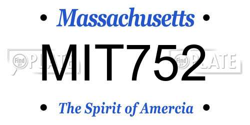MIT752 Massachusetts License Plate