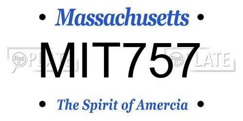 MIT757 Massachusetts License Plate