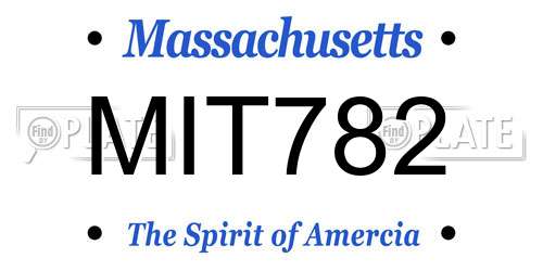 MIT782 Massachusetts License Plate