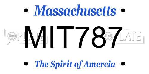 MIT787 Massachusetts License Plate