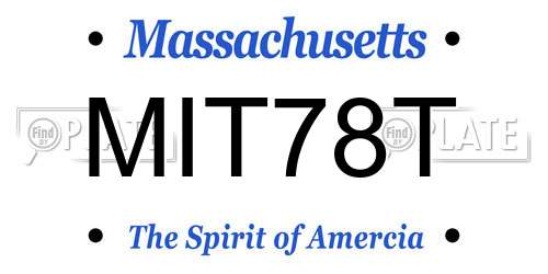 MIT78T Massachusetts License Plate