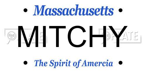 MITCHY Massachusetts License Plate