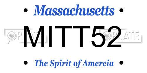 MITT52 Massachusetts License Plate