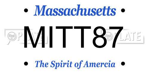 MITT87 Massachusetts License Plate
