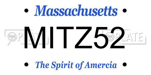 MITZ52 Massachusetts License Plate