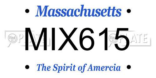MIX615 Massachusetts License Plate
