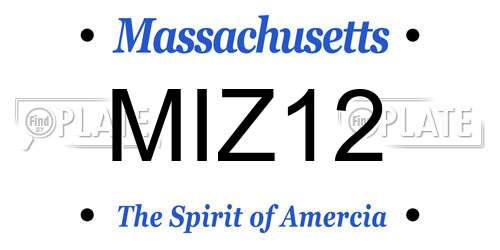 MIZ12 Massachusetts License Plate