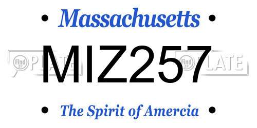 MIZ257 Massachusetts License Plate