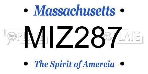 MIZ287 Massachusetts License Plate