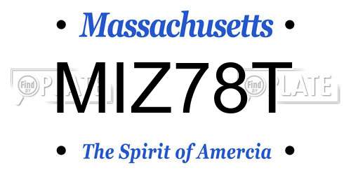 MIZ78T Massachusetts License Plate