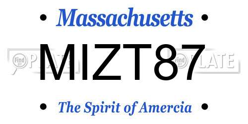 MIZT87 Massachusetts License Plate