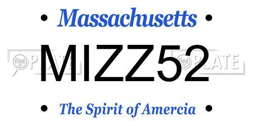 MIZZ52 Massachusetts License Plate