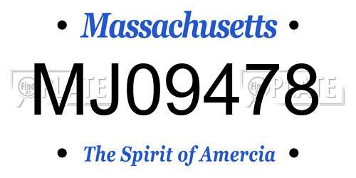 MJ09478 Massachusetts License Plate