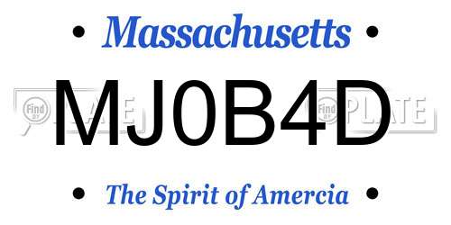 MJ0B4D Massachusetts License Plate