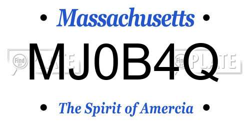 MJ0B4Q Massachusetts License Plate